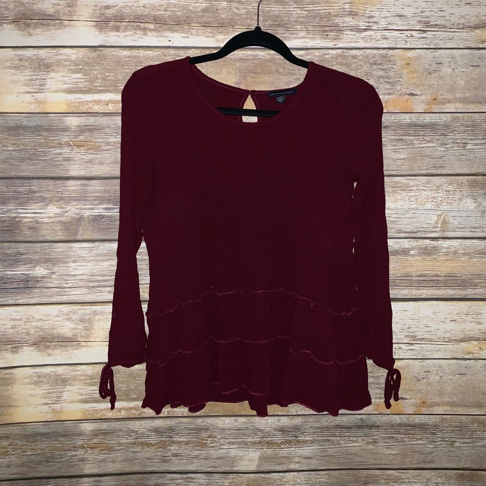 Maroon Ruffle Blouse